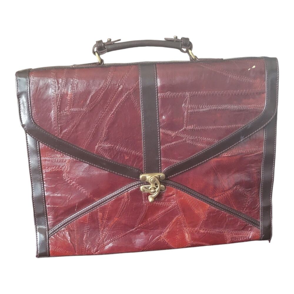 M.C. GENUINE‎ LEATHER BRIEF CASE BAG SATCHEL in Brown